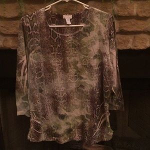 Chico’s size 2, green rhinestones shirt